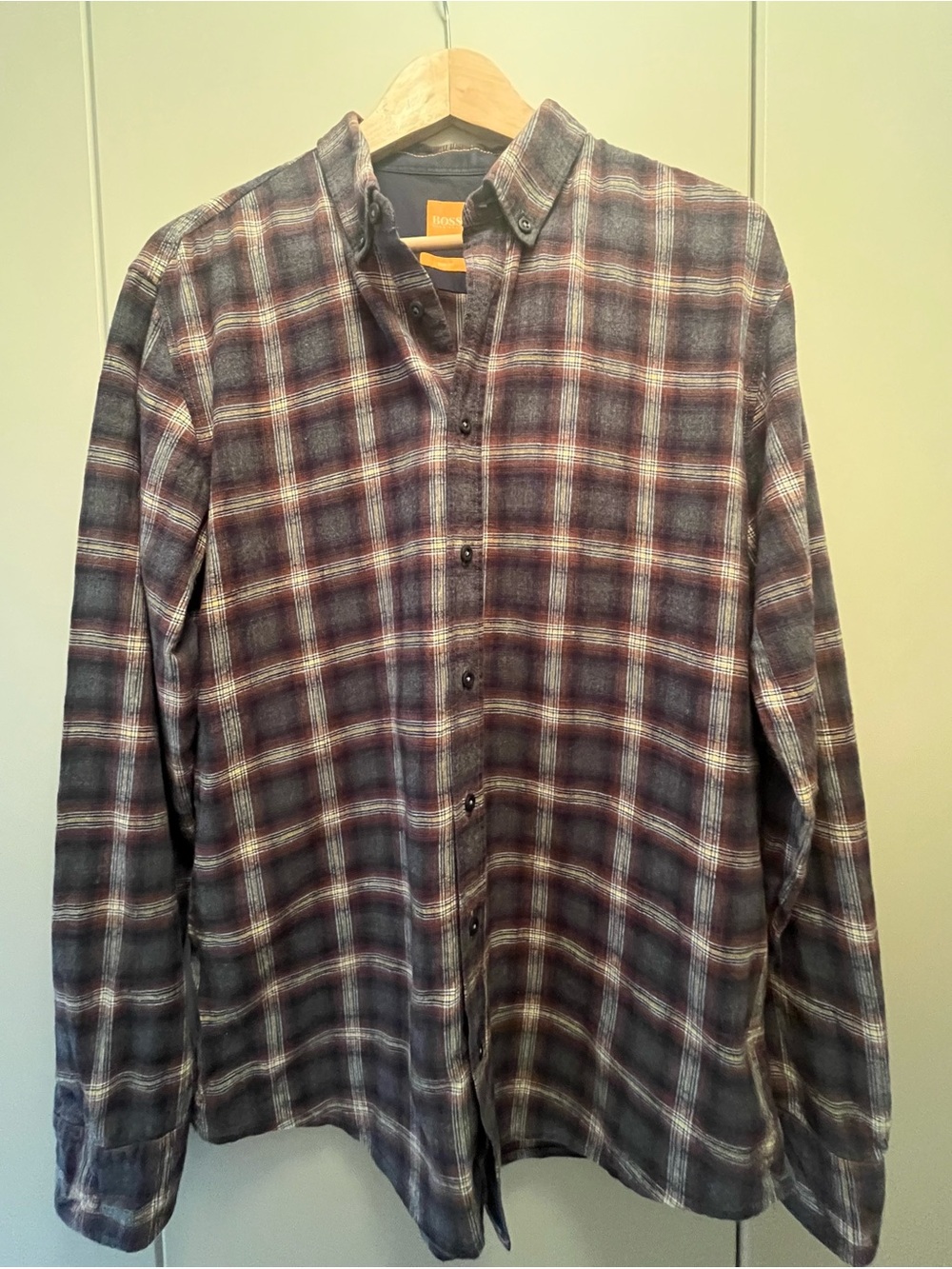 Hugo Boss Brown Plaid Button-Down Shirt
